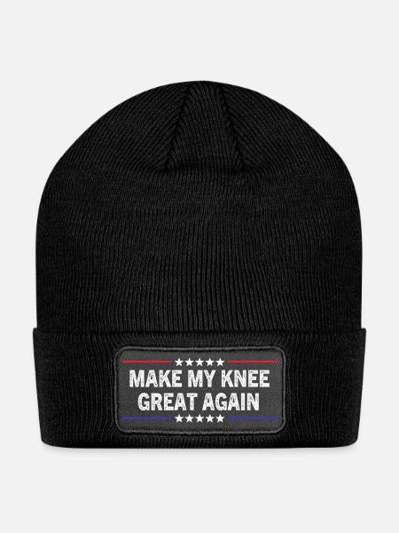 Make My Knee Great Again Broken Knee Surgery - Patch Beanie - black