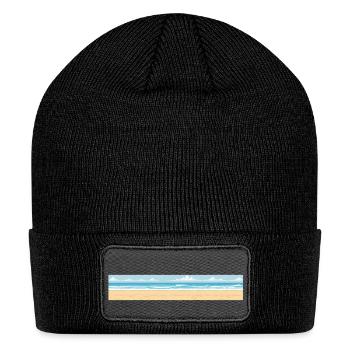 A pixel art of a beach - Patch Beanie - black - Front