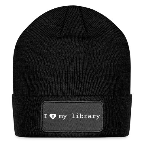 I Love My Library in White - Patch Beanie