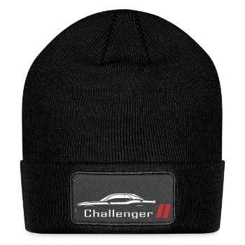 Men's Dodge Challenger Car Short Sleeve Crew Neck - Patch Beanie - black - Front