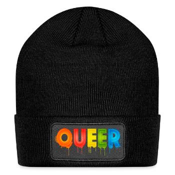 Queer Typo for Pride Month Equal Rights LGBTQ - Patch Beanie - black - Front