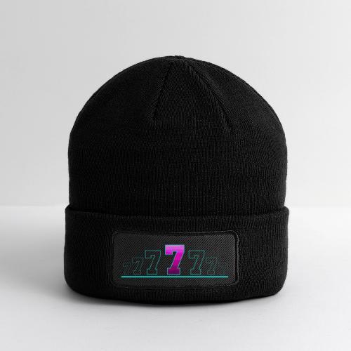 Number 7 in Magenta: Varsity Font - Patch Beanie