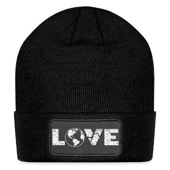 Love the Earth – Eco Friendly Globe Design - Patch Beanie - black - Front