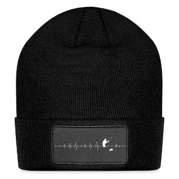 Fisherman on a Heartbeat Line - Patch Beanie - black - Front