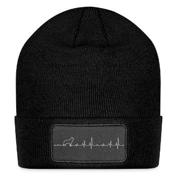 Paw Pulse Dog Heartbeat Line - Patch Beanie - black - Front