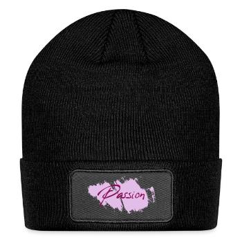 Passion Script on Purple Splash - Patch Beanie - black - Front