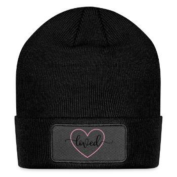 Loved 1 John 4:9 Bible Verse - Patch Beanie - black - Front