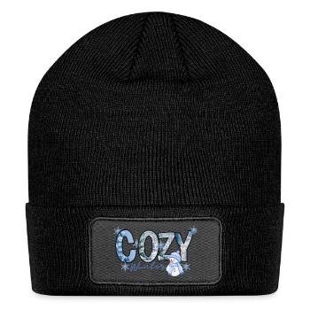 Cozy Winter hoodies, comfy sweatshirts - Patch Beanie - black - Front