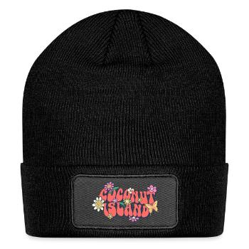 Floral Psychedelic Lettering Coconut Island - Patch Beanie - black - Front