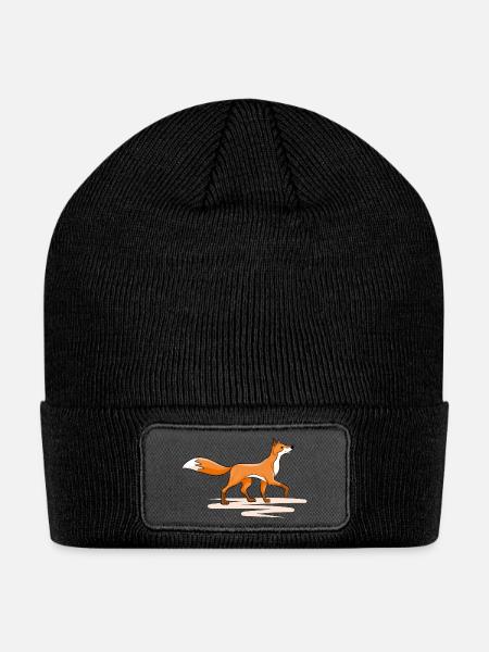 cute red fox - Patch Beanie - black