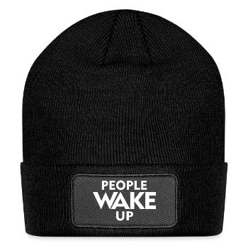 People Wake Up – Wake Up Statement Shirt - Patch Beanie - black - Front
