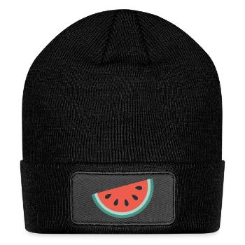 Watermelon Slice Minimalist - Patch Beanie - black - Front