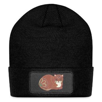 Folk art comfy cat - Patch Beanie - black - Front
