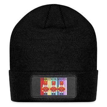 Retro Merry Chrismal Nutcracker Toy Soldier - Patch Beanie - black - Front