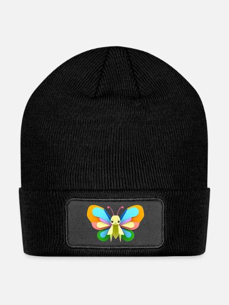 Colorful Paper Butterfly Artwork - Patch Beanie - black