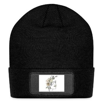 Flowers-Face-Embroidery-85023804-1-580x387 - Patch Beanie - black - Front