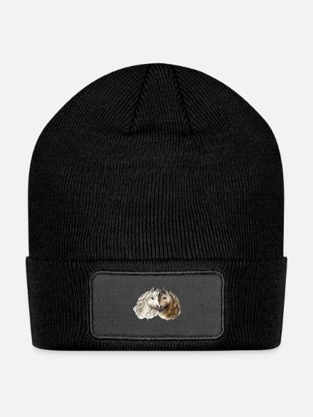 Equine Harmony: Twin Horses - Patch Beanie - black