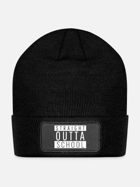 Straight outta school - Patch Beanie - black