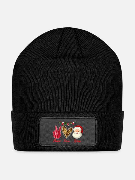 Peace Love and Xmas - Patch Beanie - black