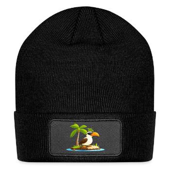 Cool Bird on a Tiny Island - Patch Beanie - black - Front