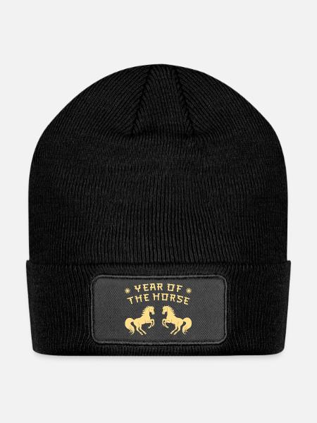 Year of the Horse 2026 - Chinese New Year - Patch Beanie - black