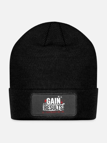 Gain Results Gym Print - Patch Beanie - black