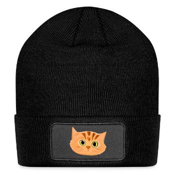 Cute Orange Cat Face - Patch Beanie - black - Front