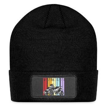 Retro Quad Bike Humor I'd Rather Be ATV Riding - Patch Beanie - black - Front