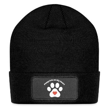 Pawprints on My Heart Heart Dog Design - Patch Beanie - black - Front