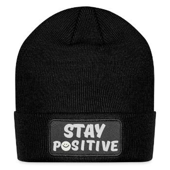 Think Positive, Live Positive – Spread the Vibes! - Patch Beanie - black - Front