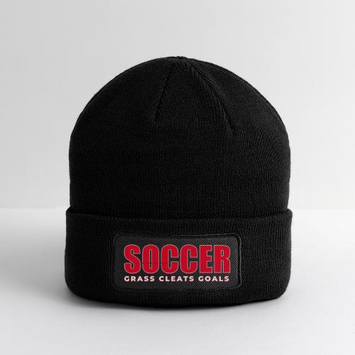 Soccer Grass Cleats Goals Typography Design - Patch Beanie
