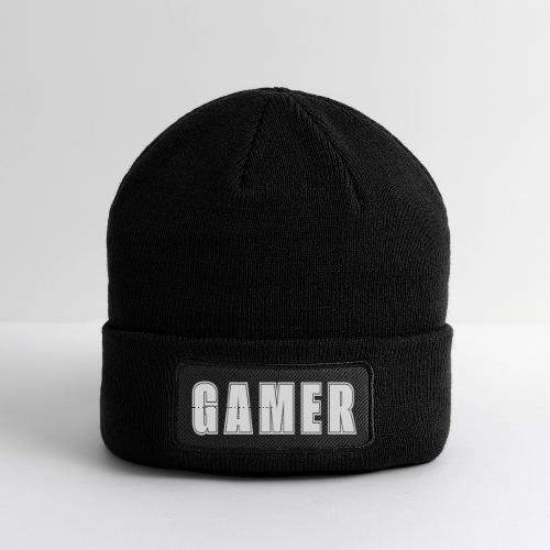 Gamer Collegiate White Text Design - Patch Beanie