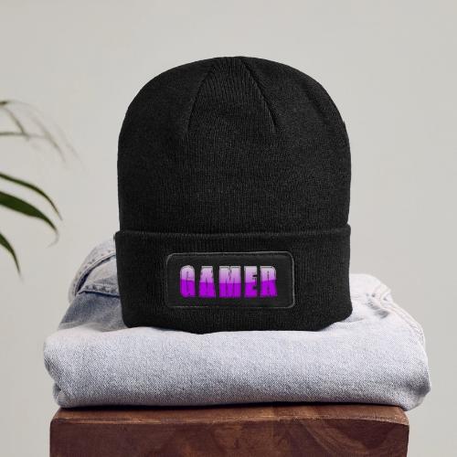 Gamer Purple Glossy Collegiate Design - Patch Beanie
