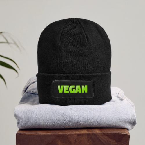 Vegan Bold Green Typography Design - Patch Beanie