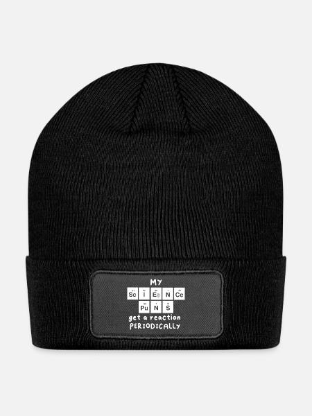 Science Puns - Patch Beanie - black
