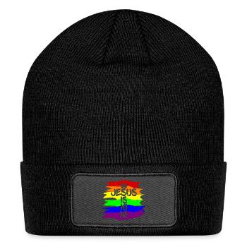Queer Jesus is King Cross Crown Rainbow Colors - Patch Beanie - black - Front
