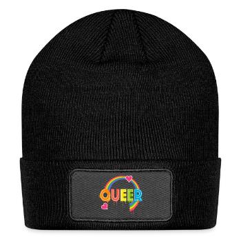 Queer Typo for Pride Month Equal Rights LGBTQ - Patch Beanie - black - Front
