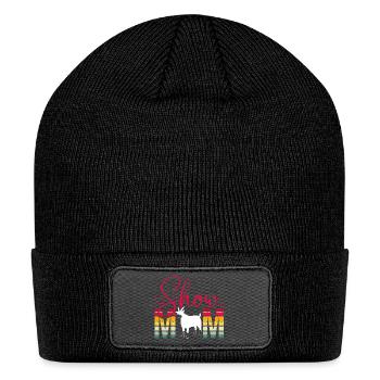 Retro Livestock Farming Rancher Show Mom Pig Fair - Patch Beanie - black - Front