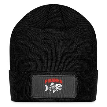 Piranha Skeleton Logo – Bold Predator Style - Patch Beanie - black - Front
