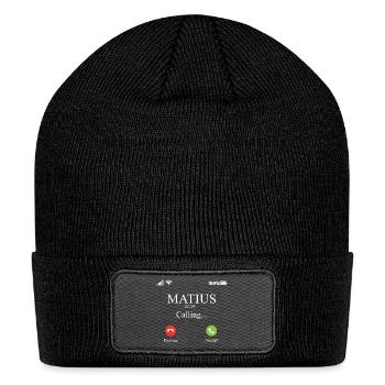 Minimalist Call Screen Illustration - Patch Beanie - black - Front