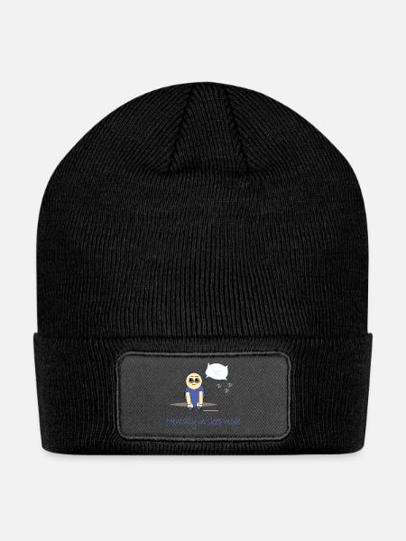 Mentally in Sleep Mode - Funny Tired Chimy - Patch Beanie - black