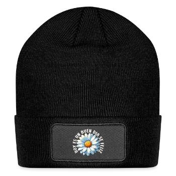 Hoy es un buen día sé feliz White Daisy Espanol - Patch Beanie - black - Front