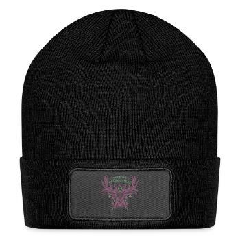Retro Deer Head Antler Reindeer Merry Christmas - Patch Beanie - black - Front