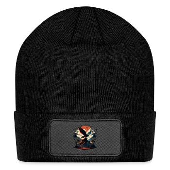Golden eagle on snow mountain - Patch Beanie - black - Front