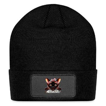 Cute cat pleading for more treat - Patch Beanie - black - Front