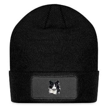 Tuxedo Cat Face - Patch Beanie - black - Front