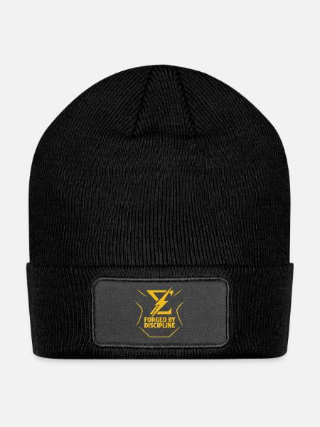 Forged by Discipline – Iron Will Gym Design - Patch Beanie - black