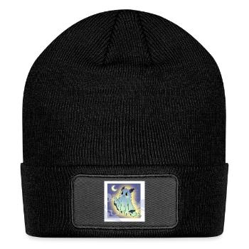 Cute Ghost Bat Under Moon Scene - Patch Beanie - black - Front