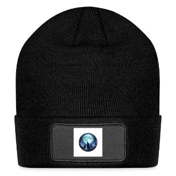 Moonlit Wolf Circle in Forest - Patch Beanie - black - Front
