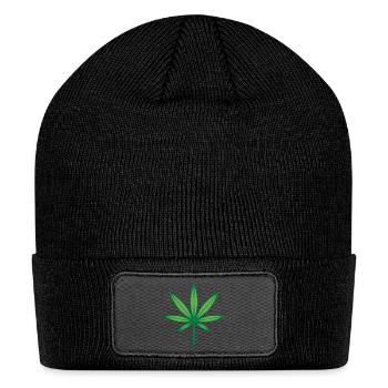 Cannabis / Marijuana / Hemp Leaf (2C / Green) - Patch Beanie - black - Front